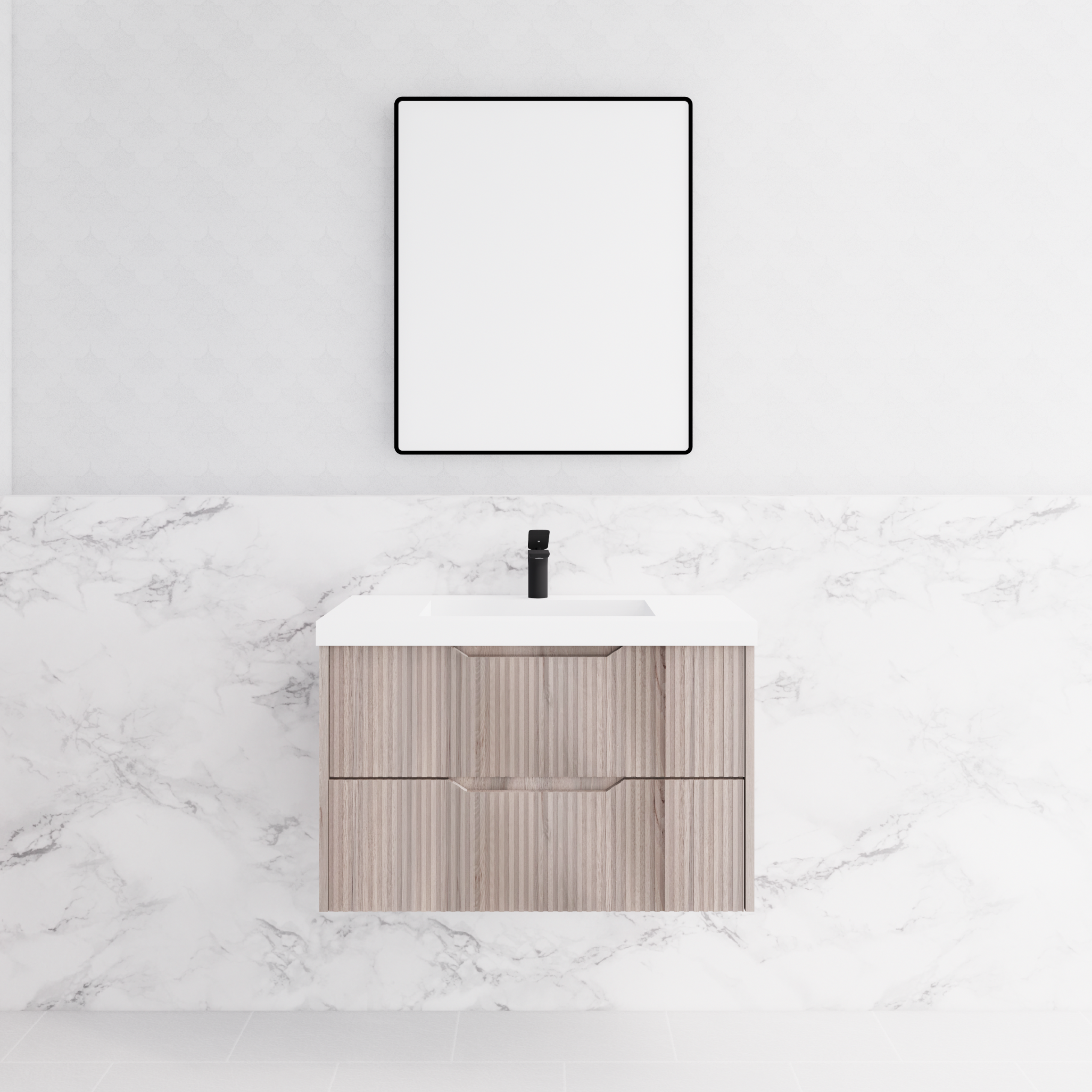 RIVA BALI WHITE OAK 900MM SINGLE BOWL WALL HUNG VANITY
