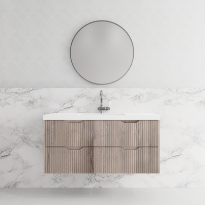 RIVA BALI WHITE OAK 1200MM SINGLE BOWL WALL HUNG VANITY