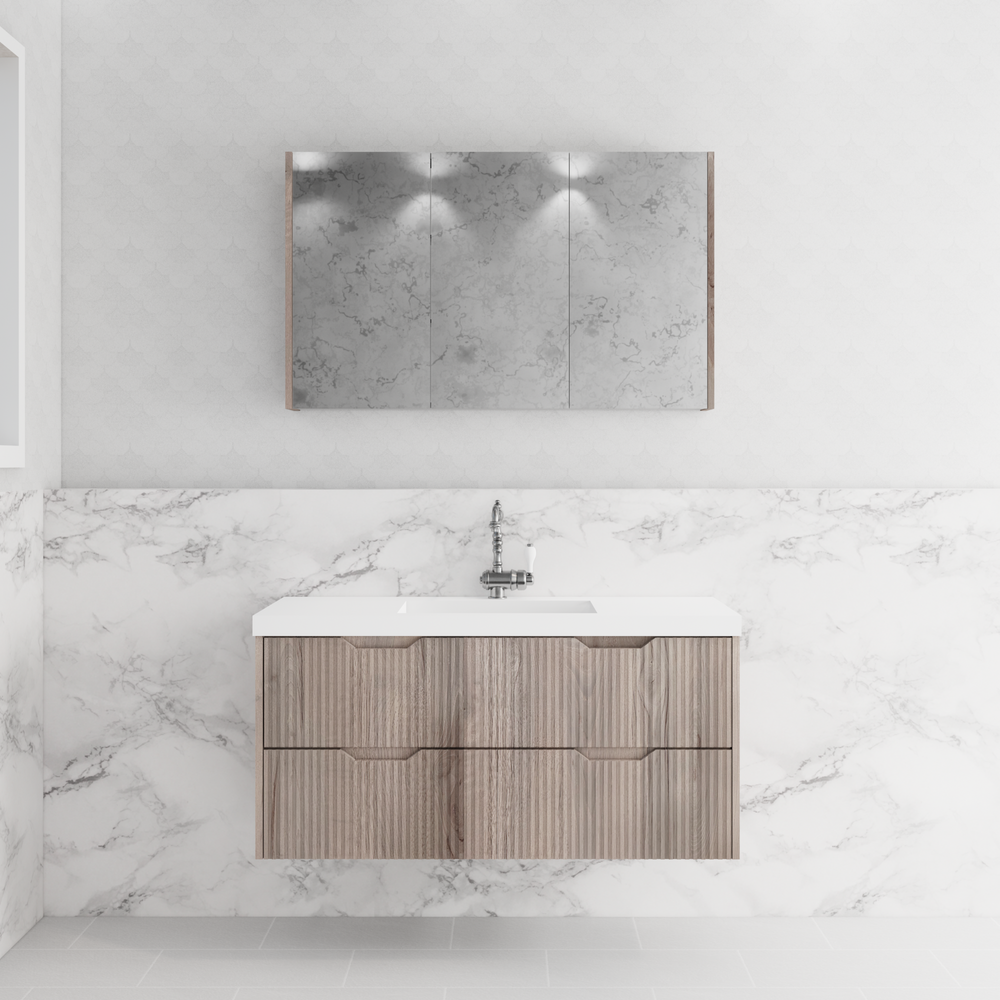 RIVA BALI WHITE OAK 1200MM SINGLE BOWL WALL HUNG VANITY