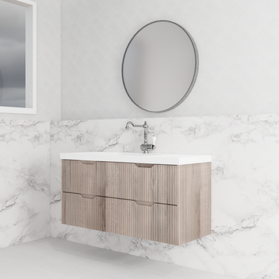 RIVA BALI WHITE OAK 1200MM SINGLE BOWL WALL HUNG VANITY