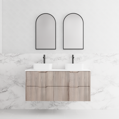 RIVA BALI WHITE OAK 1200MM DOUBLE BOWL WALL HUNG VANITY