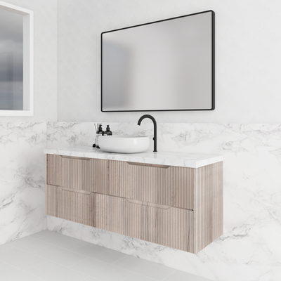 RIVA BALI WHITE OAK 1500MM SINGLE BOWL WALL HUNG VANITY