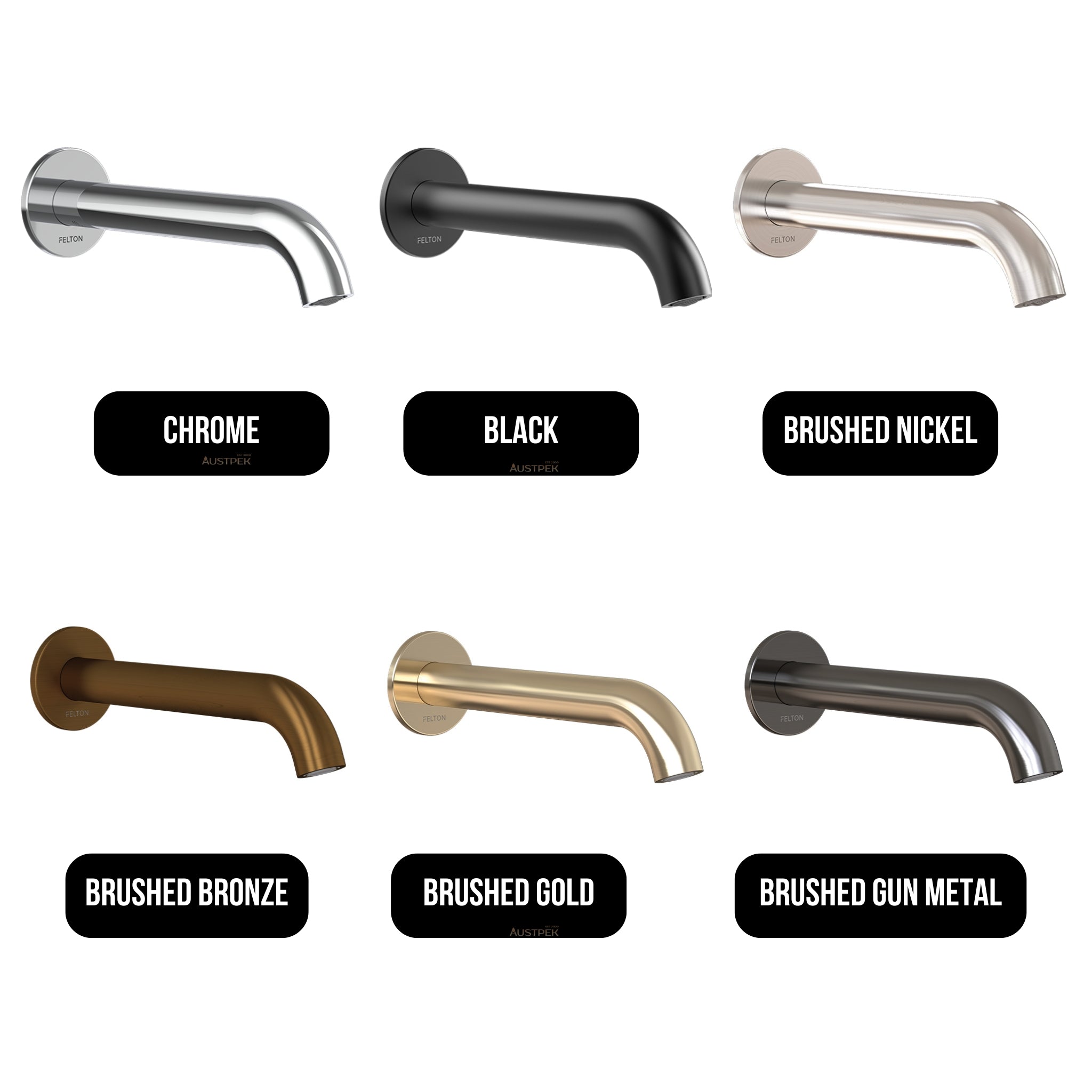 FELTON LINEA BATH SPOUT 200MM BRUSHED GUN METAL