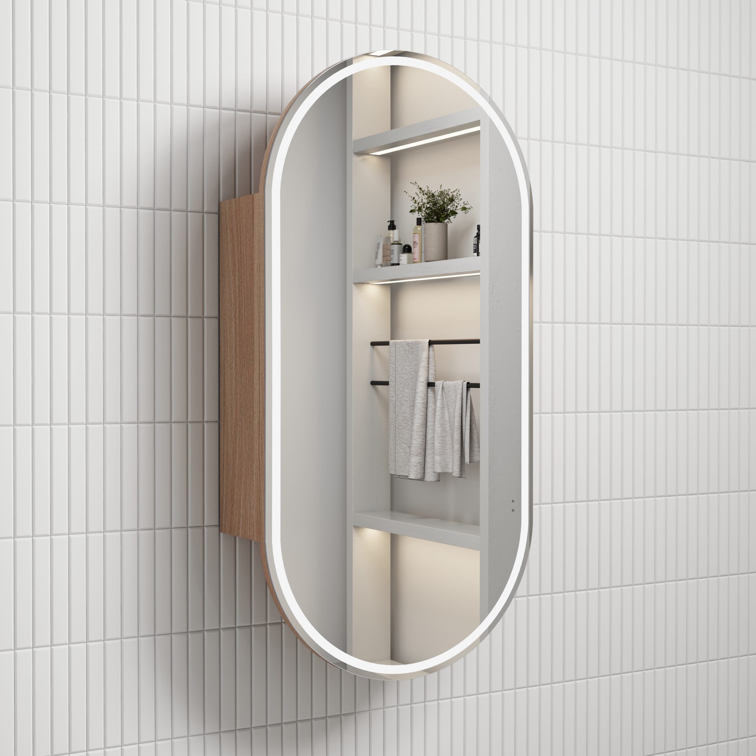 AULIC BEAU MONDE FRAMELESS MIA LED SHAVING CABINET 900MM