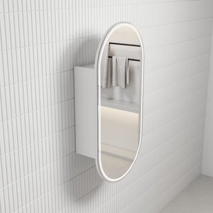 AULIC BEAU MONDE FRAMELESS MATTE WHITE LED SHAVING CABINET 450X900MM