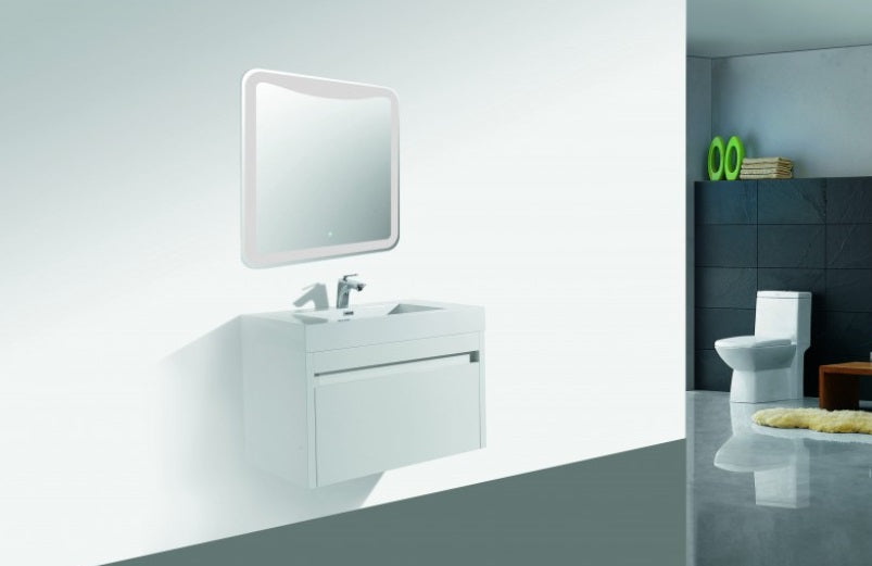 BEL BAGNO ALEXANDRA GLOSS WHITE 760MM SINGLE BOWL WALL HUNG VANITY AND BASIN