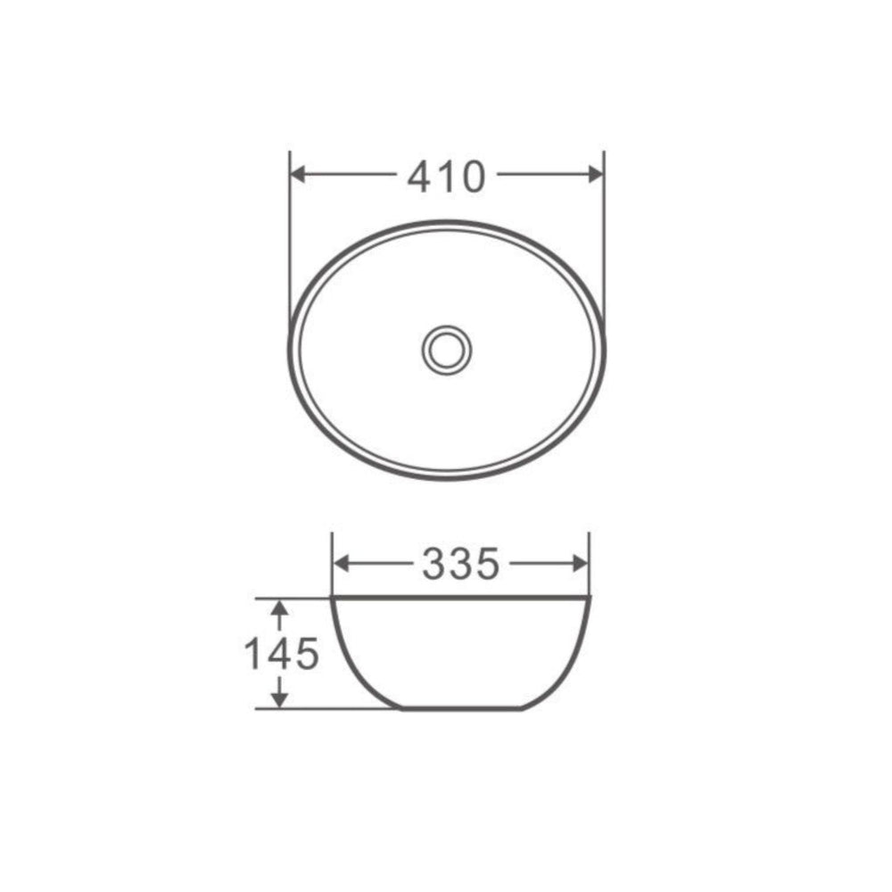 MERCIO BOAT OVAL ABOVE COUNTER BASIN GLOSS WHITE 410MM