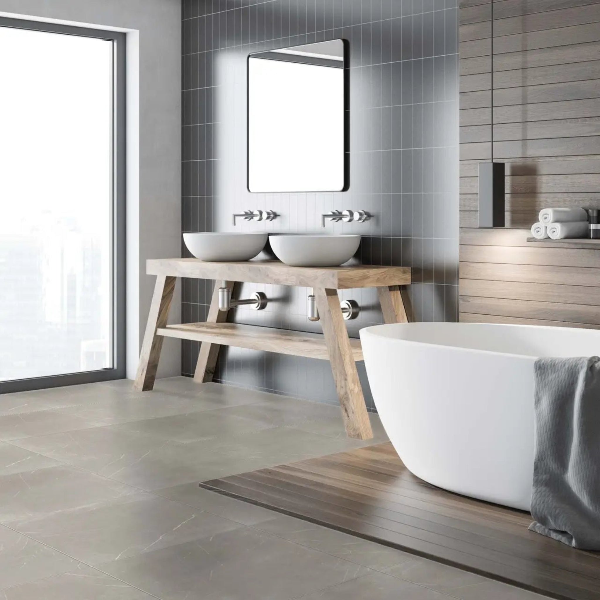 ELITE BRESCIA LIGHT GREY MATTE 300X600MM RECTANGULAR TILE (PER BOX)