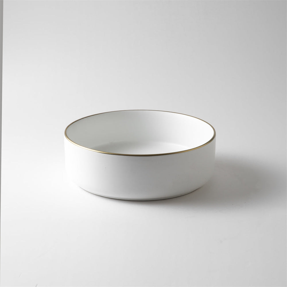 CLAYA ROUND ABOVE COUNTER BASIN MATTE WHITE GOLD RIM 360MM