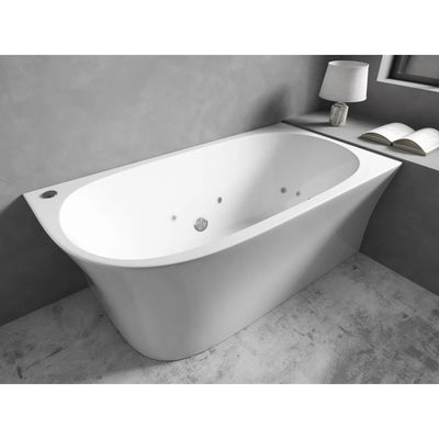 BROADWAY FS7 FREESTANDING RIGHT CORNER SPA BATHTUB GLOSS WHITE 1500MM WITH 10 JETS