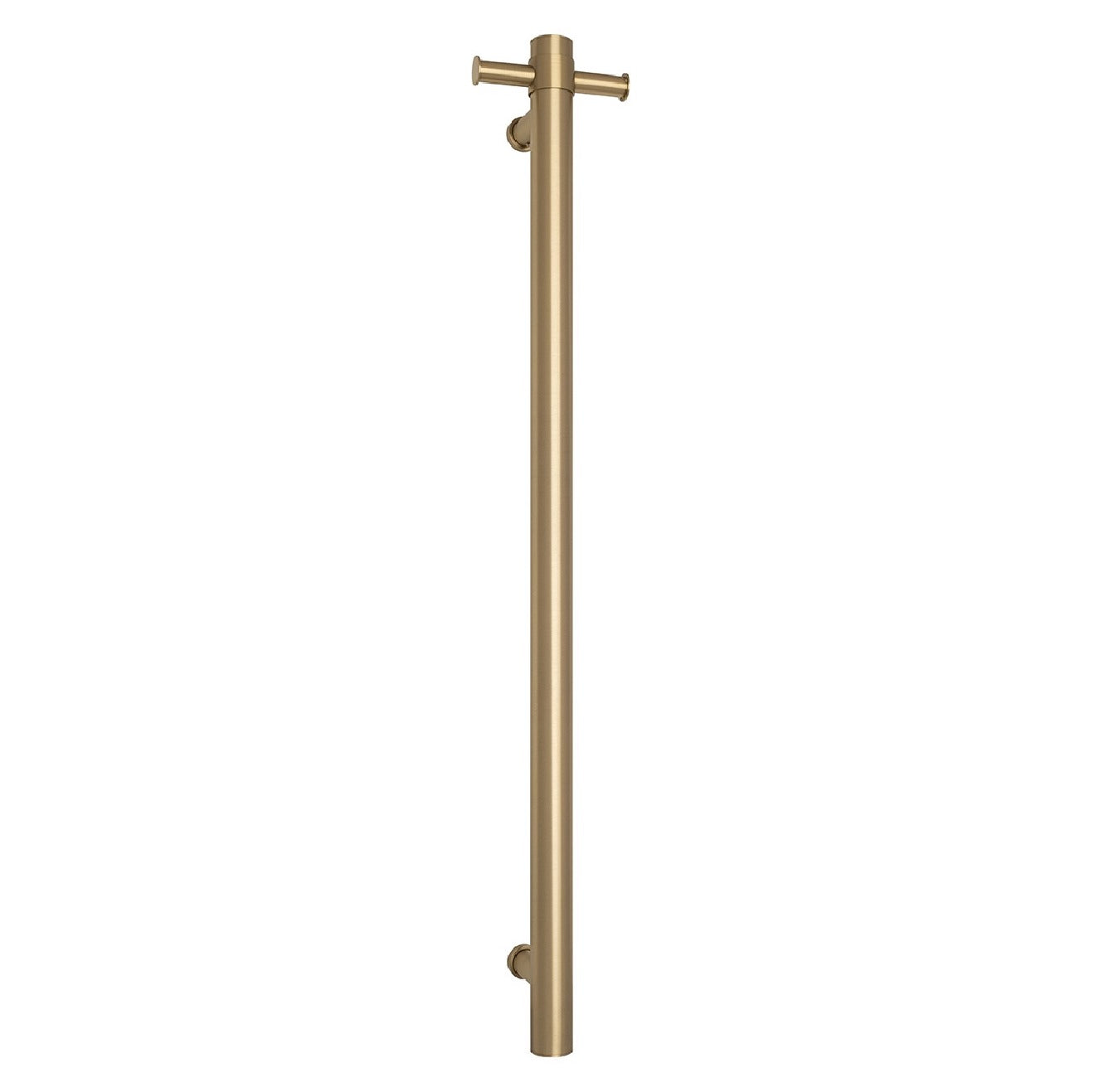 THERMOGROUP BRUSHED BRASS STRAIGHT ROUND VERTICAL SINGLE HEATED TOWEL RAIL 900MM
