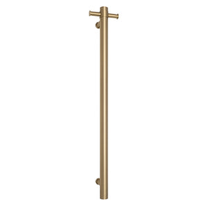 THERMOGROUP BRUSHED BRASS STRAIGHT ROUND VERTICAL SINGLE HEATED TOWEL RAIL 900MM