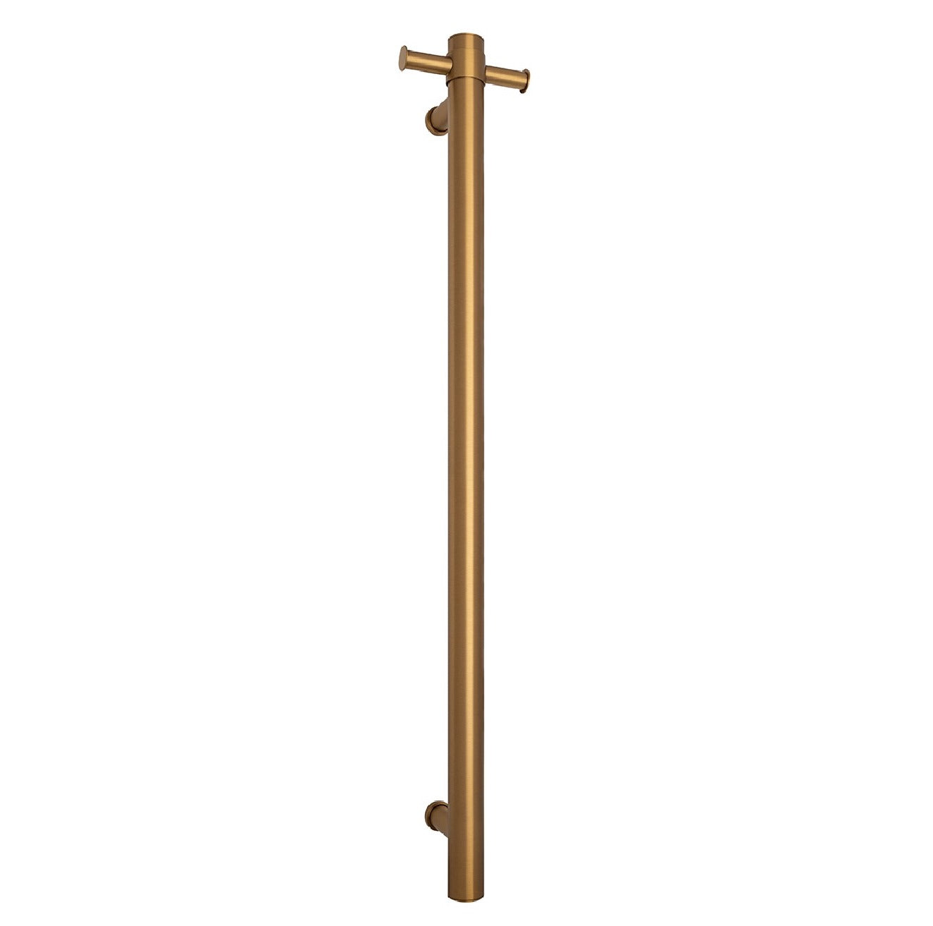 THERMOGROUP ROUND VERTICAL SINGLE HEATED TOWEL RAIL 900MM BRUSHED GOLD