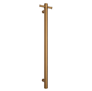THERMOGROUP ROUND VERTICAL SINGLE HEATED TOWEL RAIL 900MM BRUSHED GOLD