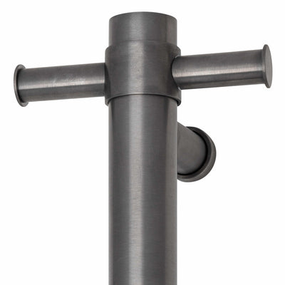 THERMOGROUP ROUND VERTICAL SINGLE HEATED TOWEL RAIL 900MM BRUSHED GUN METAL
