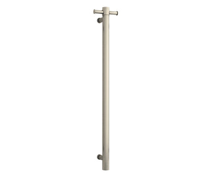THERMOGROUP STRAIGHT ROUND VERTICAL SINGLE HEATED TOWEL RAIL 900MM BRUSHED NICKEL