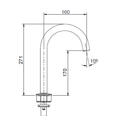 KOHLER COMPONENTS HOB MOUNT TUBE BASIN SPOUT 160MM BRUSHED BRASS