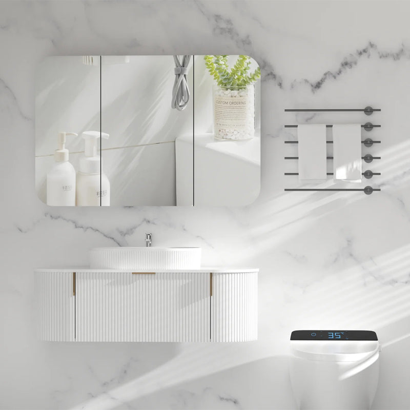 AQUAPERLA CARYSIL GRAND MATTE WHITE SHAVING CABINET 1200X800MM