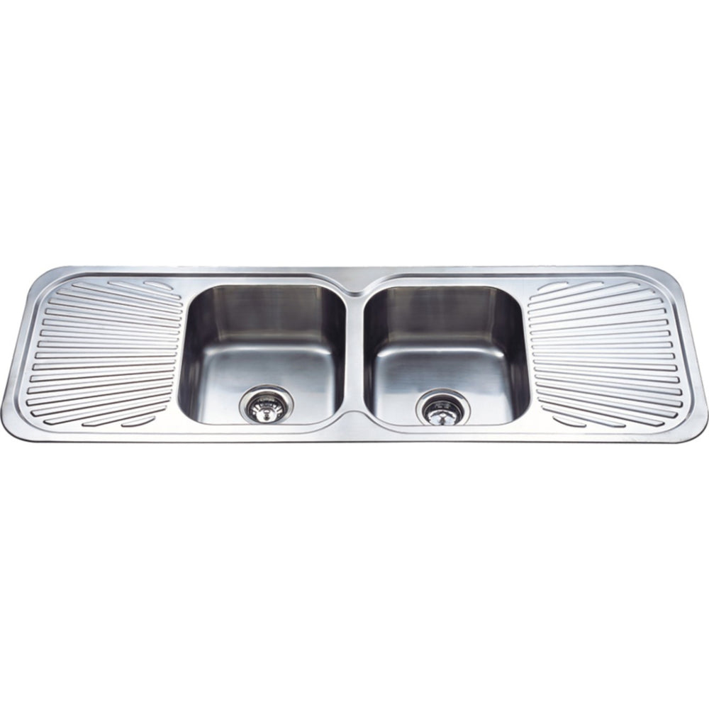 IKON CORA DOUBLE BOWL DOUBLE DRAINER SINK STAINLESS STEEL 1380MM