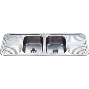 IKON CORA DOUBLE BOWL DOUBLE DRAINER SINK STAINLESS STEEL 1380MM