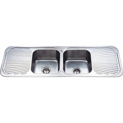 IKON CORA DOUBLE BOWL DOUBLE DRAINER SINK STAINLESS STEEL 1380MM