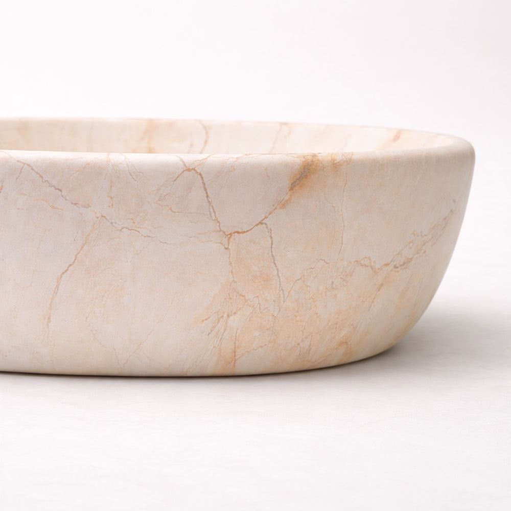 CLAYA OVAL ABOVE COUNTER BASIN MATTE BEIGE STONE MARBLE LOOK 485MM