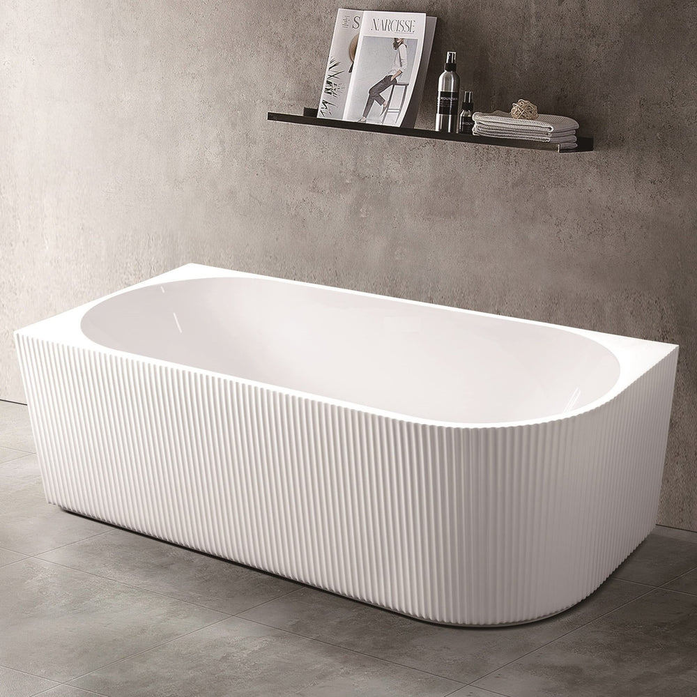 SUNNY RIGHT CORNER OVAL FREESTANDING BATHTUB GLOSS WHITE 1500MM