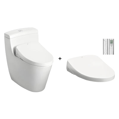 TOTO ONE-PIECE TOILET SUITE AND WASHLET W/ REMOTE AND AUTOLID PACKAGE ELONGATED GLOSS WHITE