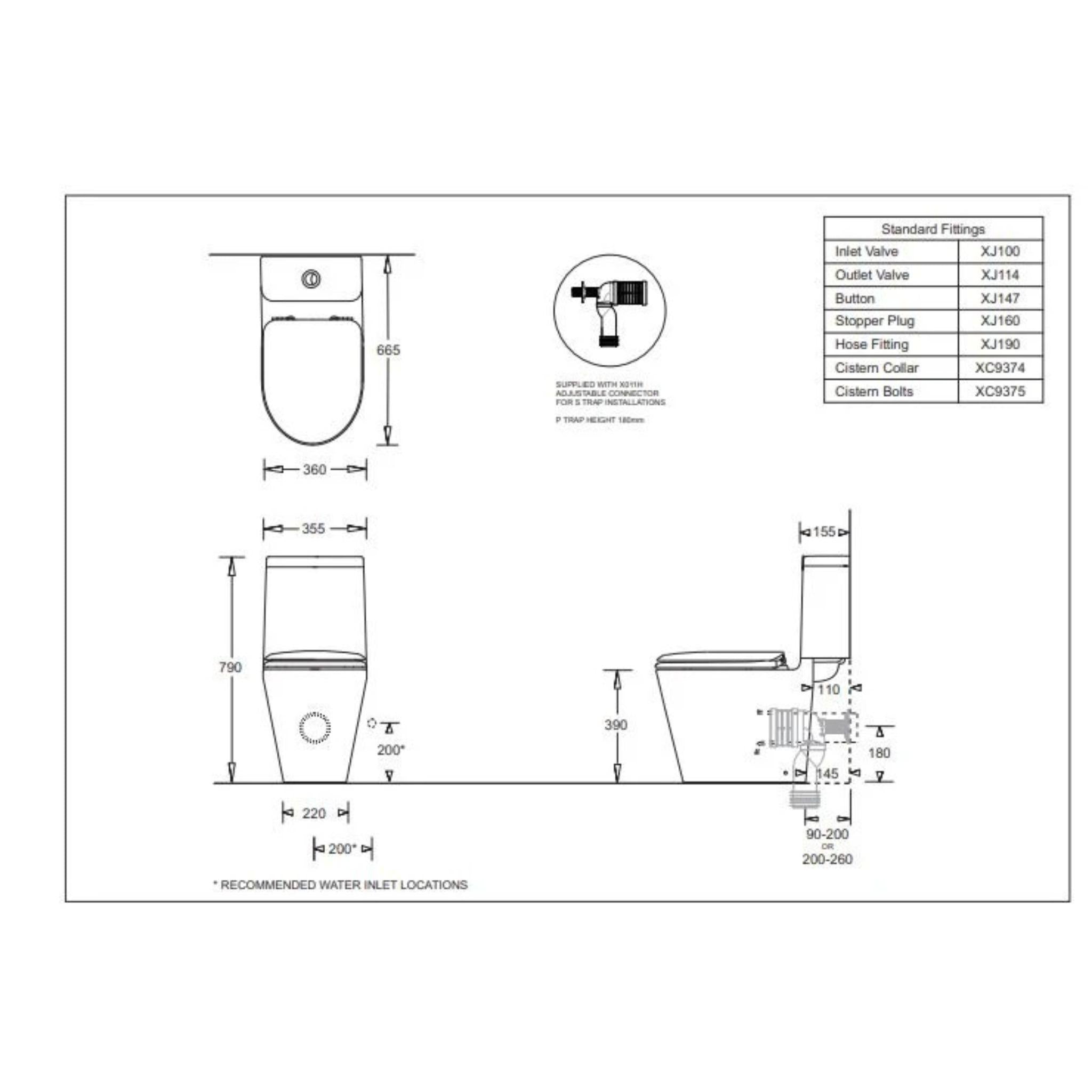 JOHNSON SUISSE SPACE SOLUTION CLOSE COUPLED TOILET GLOSS WHITE