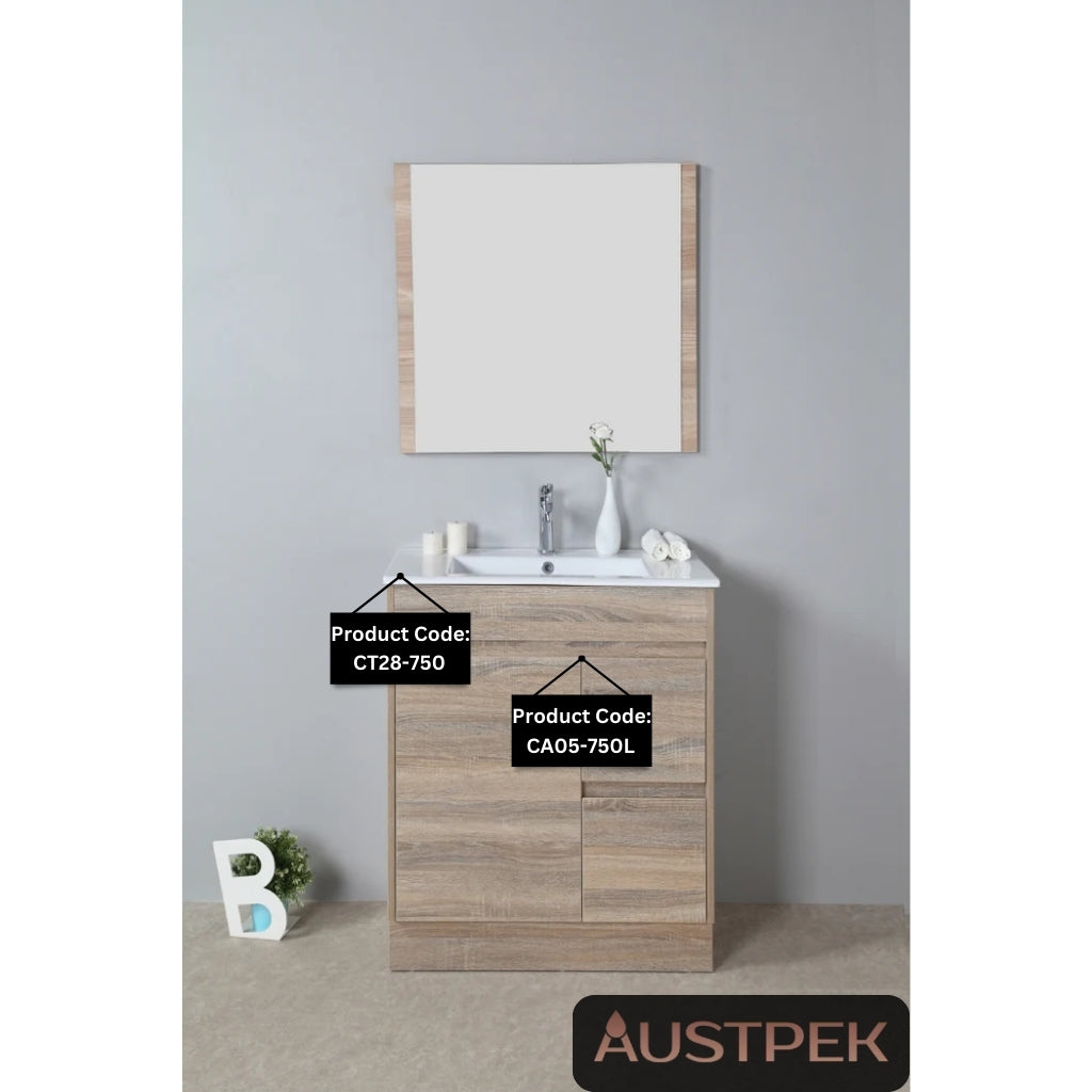 AULIC GRACE WHITE OAK 750MM LEFT HAND AND RIGHT HAND DRAWER FREE STANDING VANITY