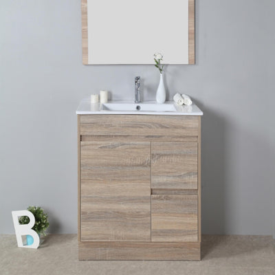 AULIC GRACE WHITE OAK 750MM LEFT HAND AND RIGHT HAND DRAWER FREE STANDING VANITY