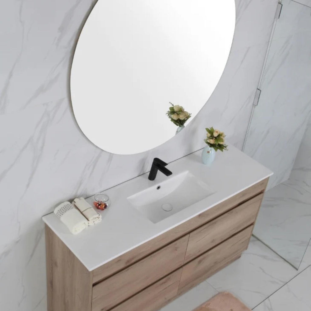 AULIC MAX WHITE OAK 1200MM SINGLE BOWL FLOOR STANDING VANITY