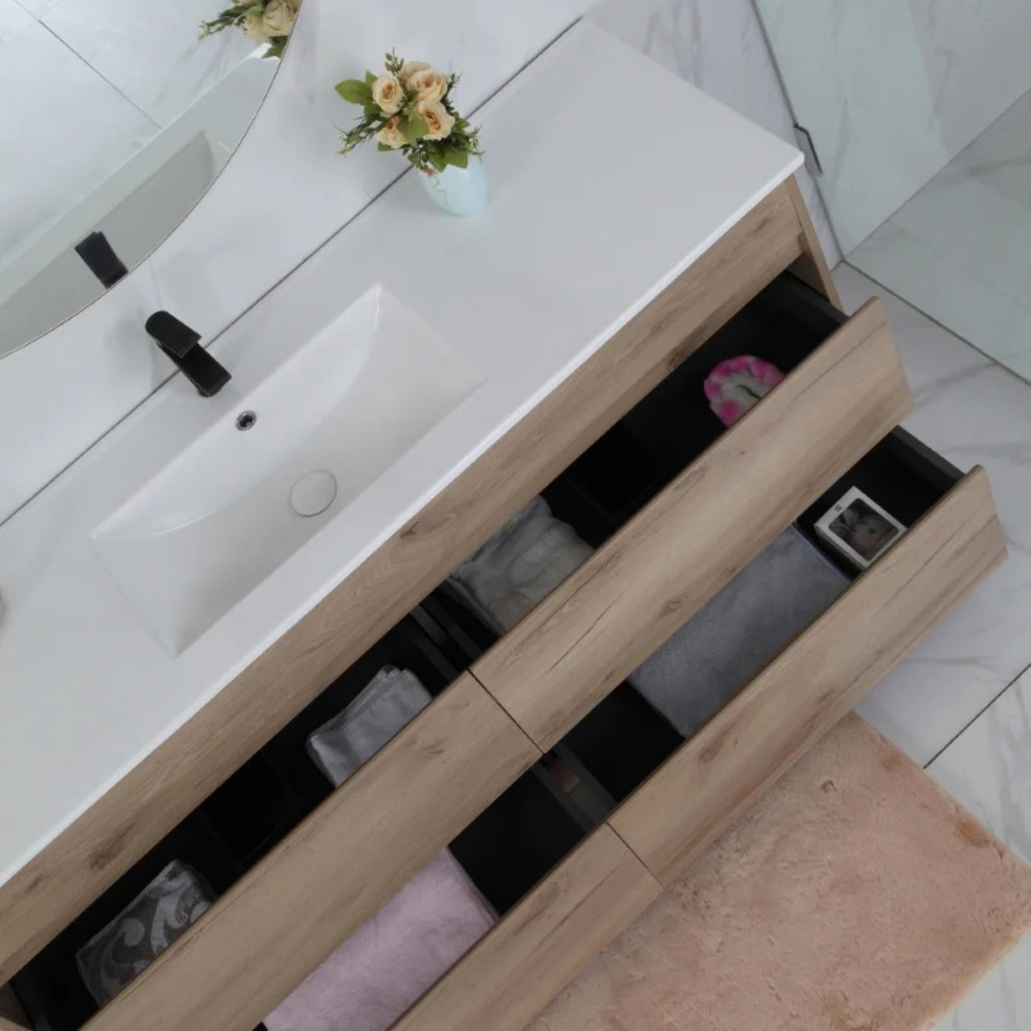 AULIC MAX WHITE OAK 1500MM SINGLE BOWL FREESTANDING VANITY