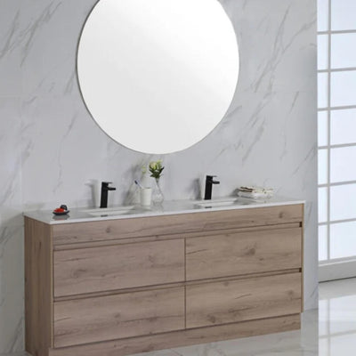 AULIC MAX WHITE OAK 1800MM DOUBLE BOWL FLOOR STANDING VANITY