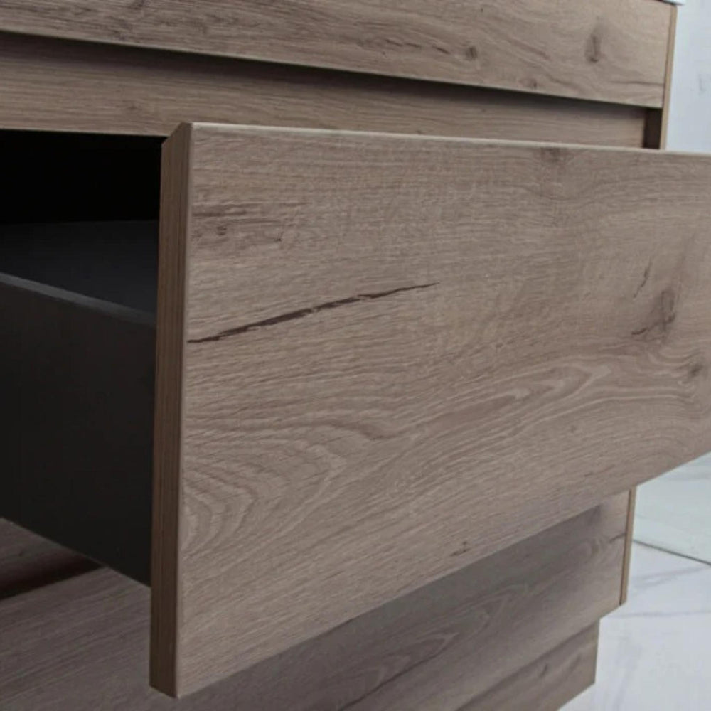 AULIC MAX WHITE OAK 1800MM DOUBLE BOWL FLOOR STANDING VANITY