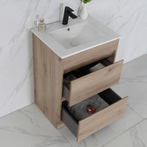 AULIC MAX WHITE OAK 600MM SINGLE BOWL FLOOR STANDING VANITY