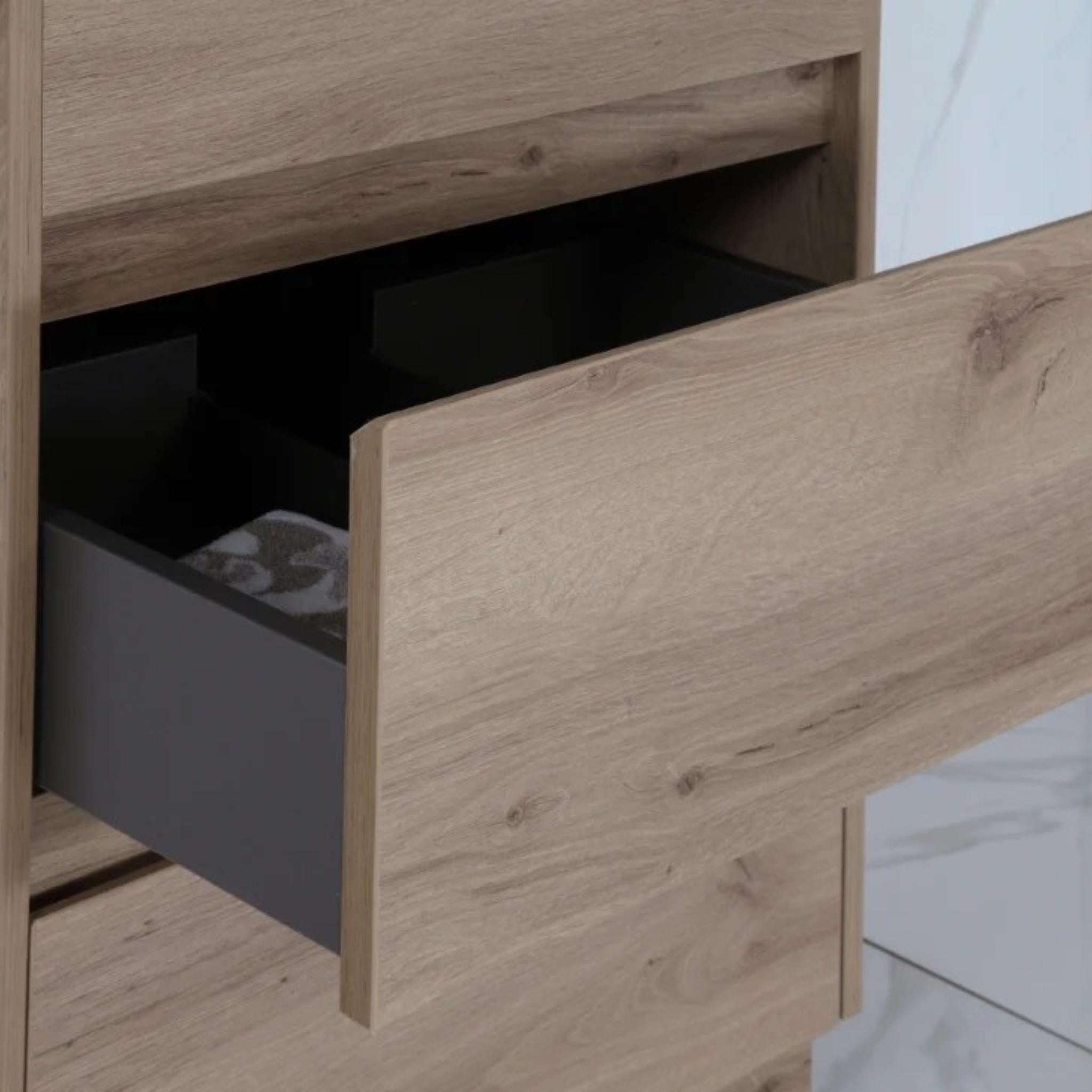 AULIC MAX WHITE OAK 600MM SINGLE BOWL FLOOR STANDING VANITY