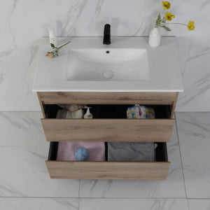 AULIC MAX WHITE OAK 900MM SINGLE BOWL FLOOR STANDING VANITY