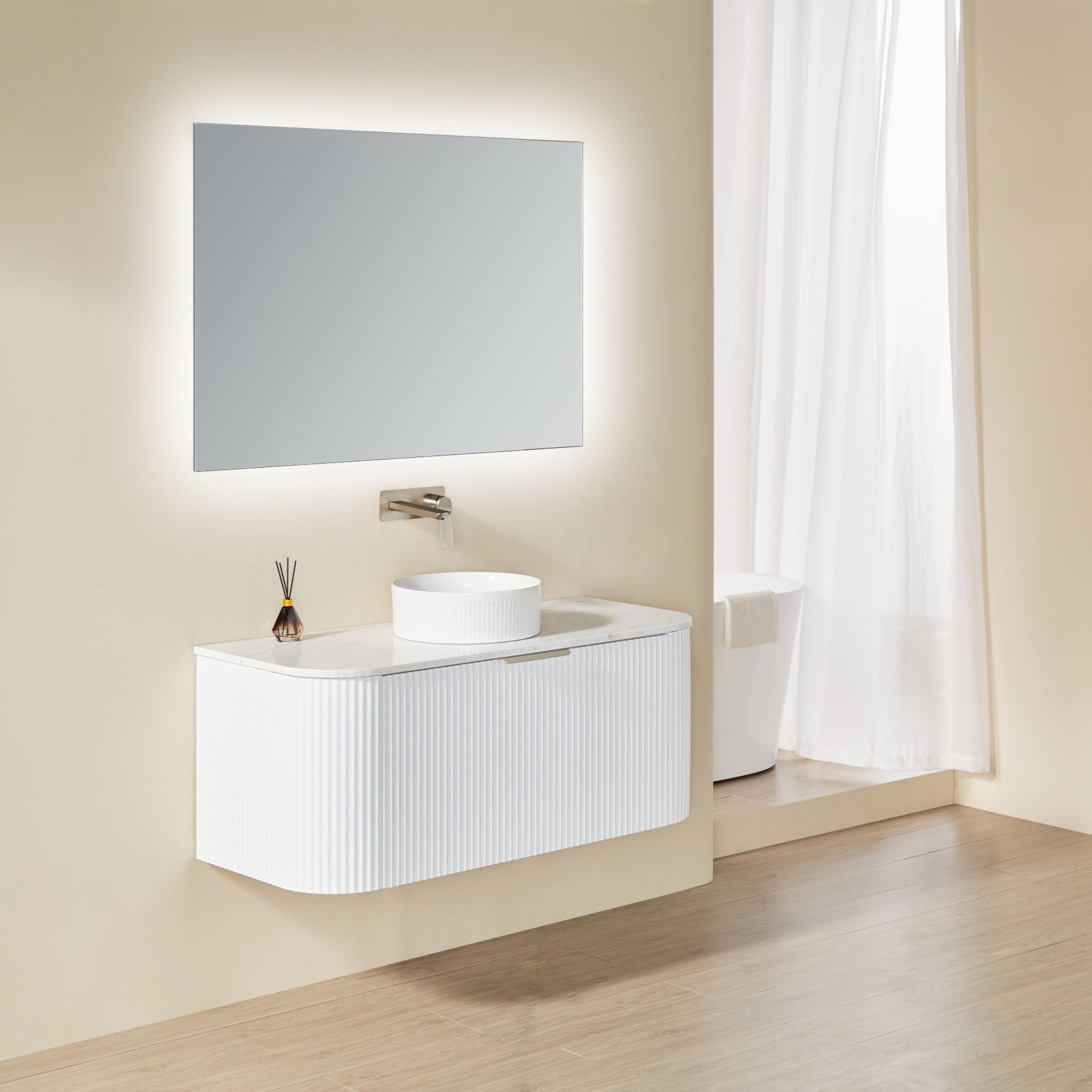 CETO AVALON MATTE WHITE 1200MM SINGLE BOWL WALL HUNG VANITY
