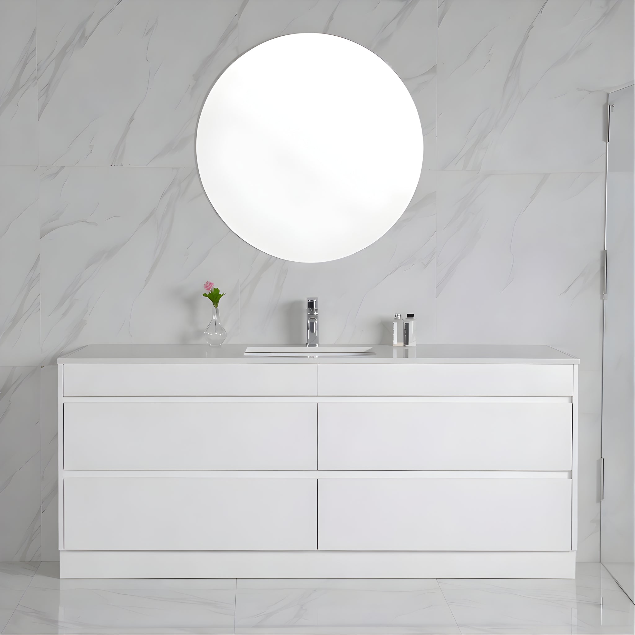AULIC LEONA GLOSS WHITE 1200MM SINGLE BOWL FLOOR STANDING VANITY