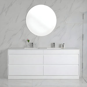 AULIC LEONA GLOSS WHITE 1500MM DOUBLE BOWL FLOOR STANDING VANITY