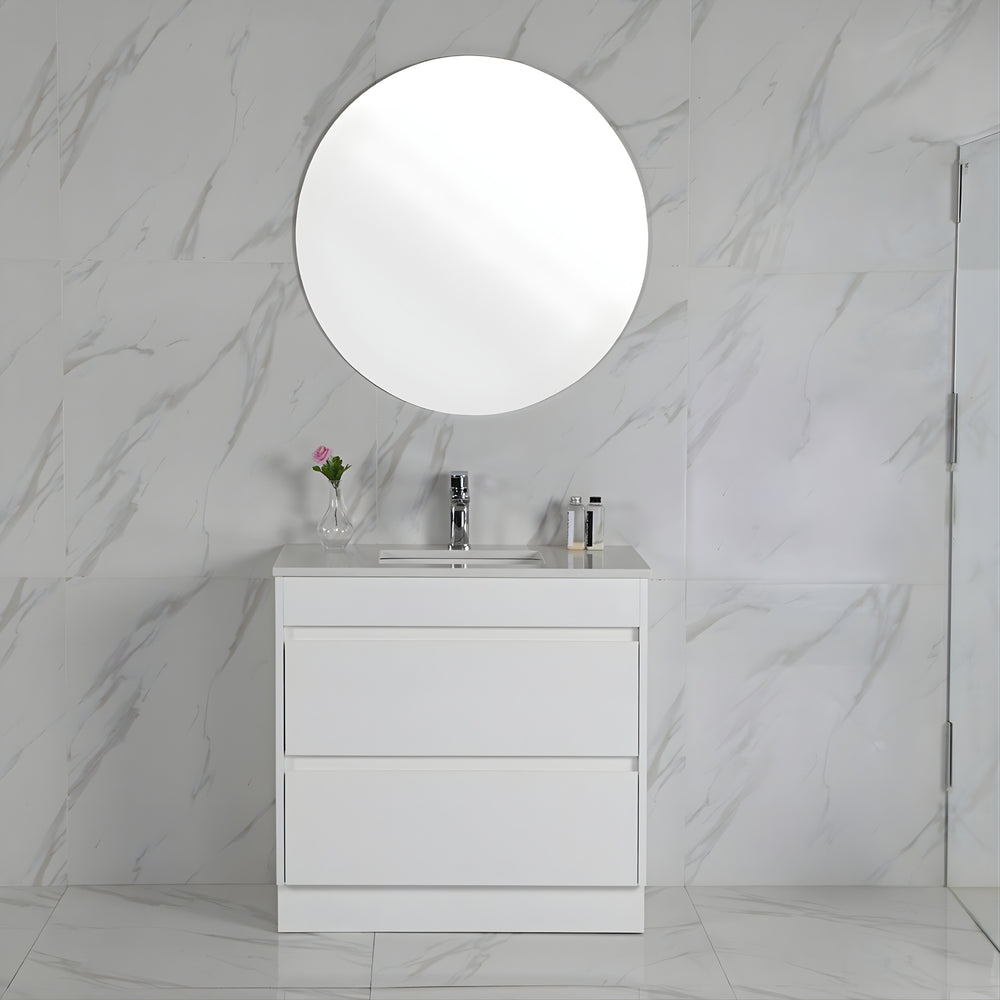 AULIC LEONA GLOSS WHITE 600MM SINGLE BOWL FLOOR STANDING VANITY