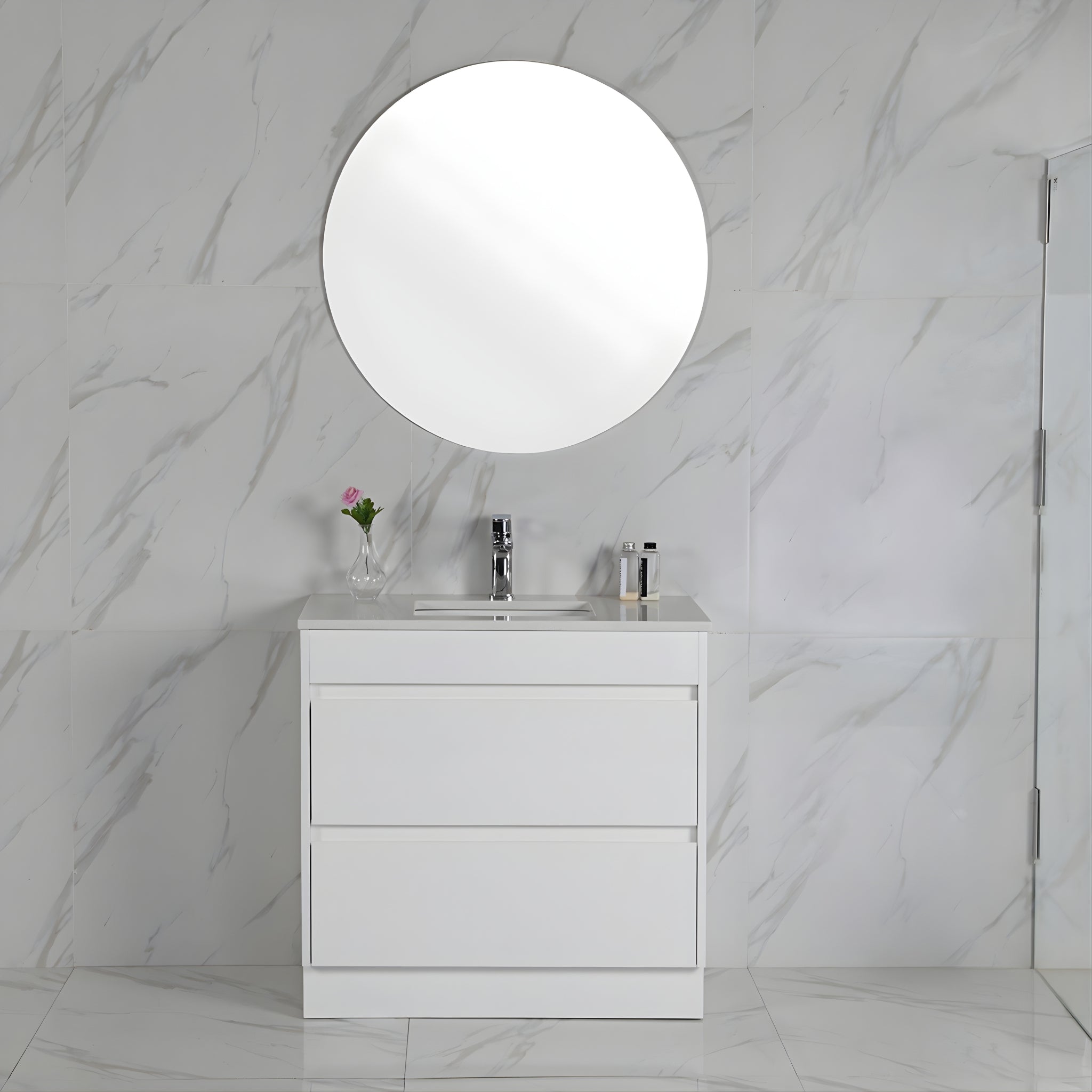 AULIC LEONA GLOSS WHITE 600MM SINGLE BOWL FLOOR STANDING VANITY