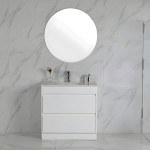 AULIC LEONA GLOSS WHITE 600MM SINGLE BOWL FLOOR STANDING VANITY