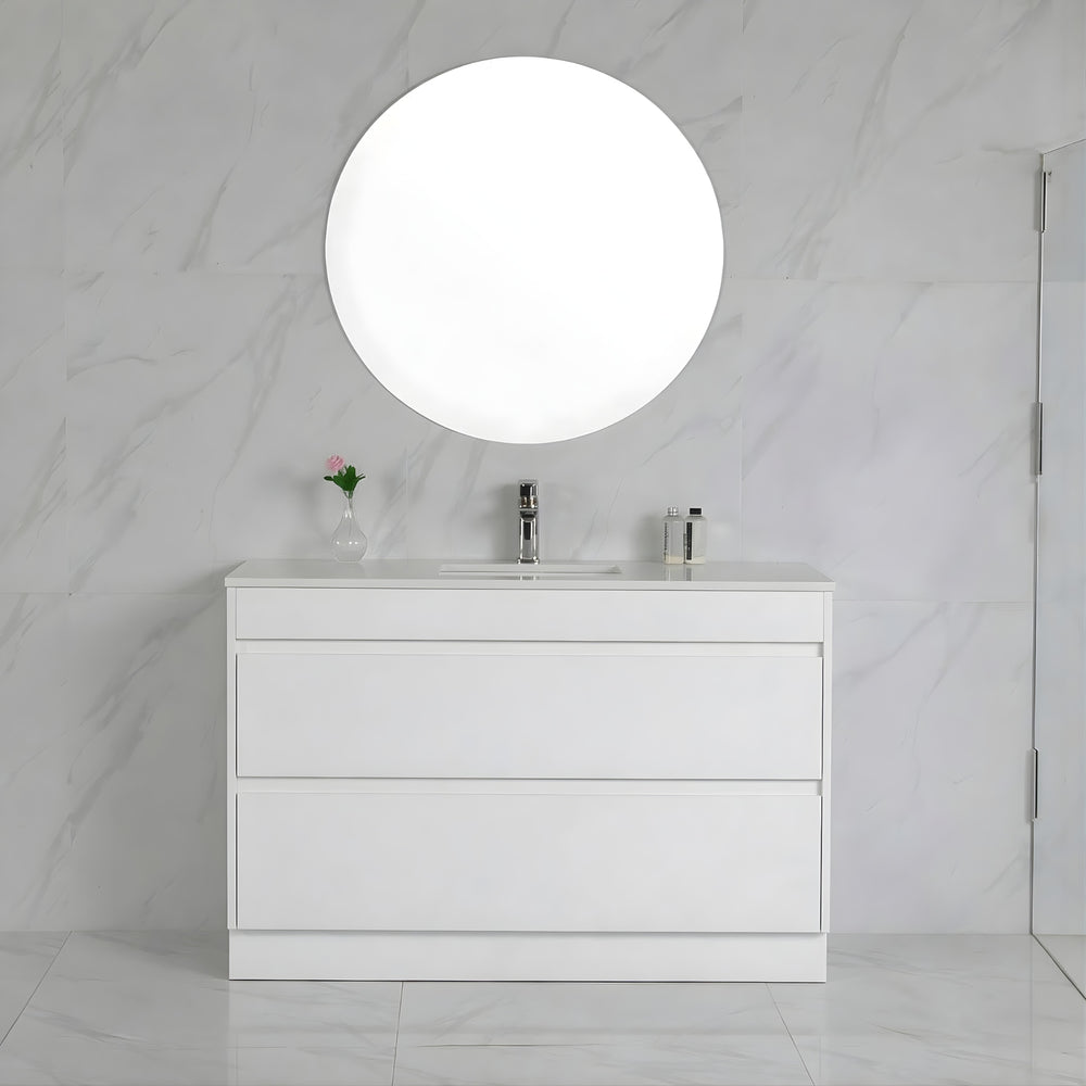 AULIC LEONA GLOSS WHITE 900MM SINGLE BOWL FLOOR STANDING VANITY
