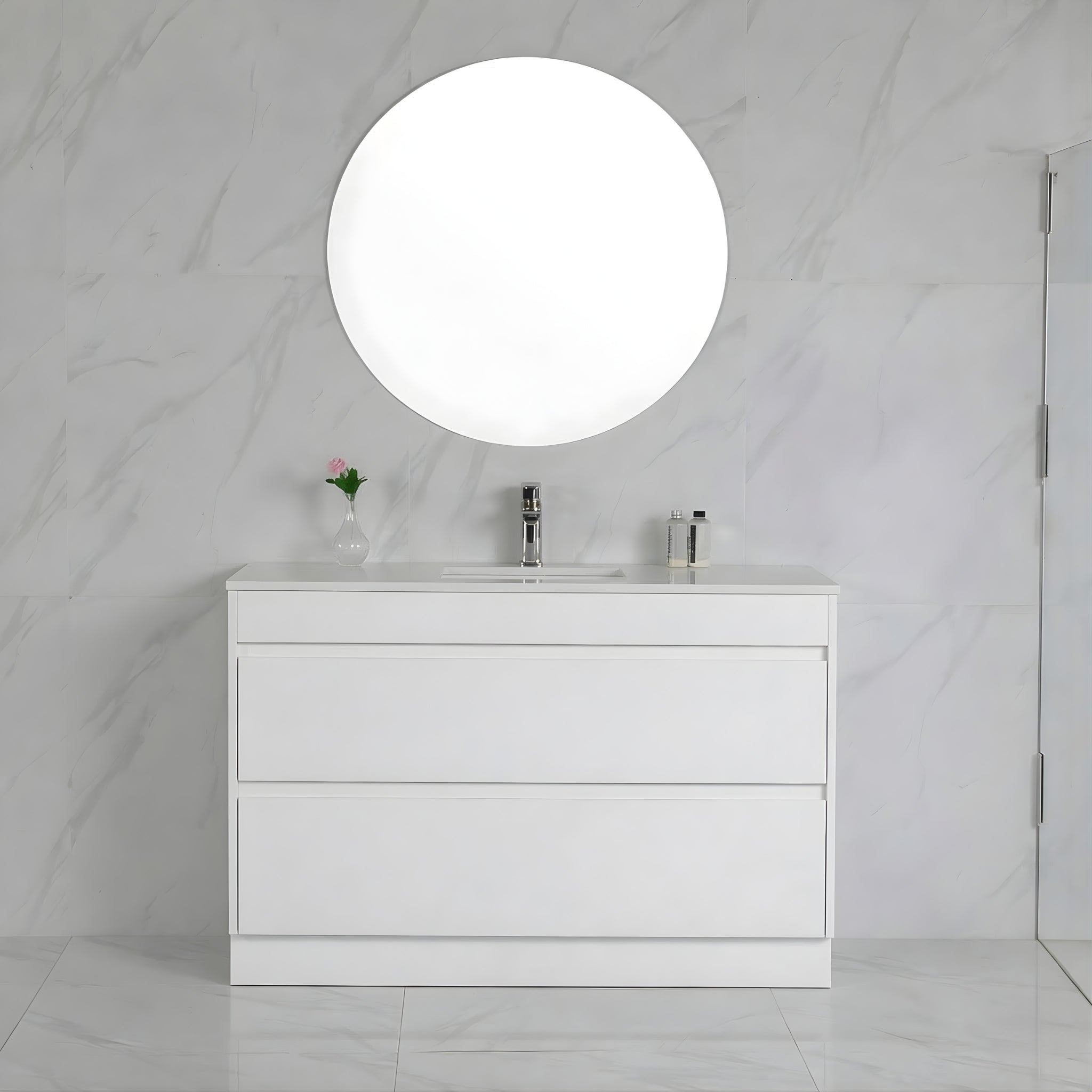 AULIC LEONA GLOSS WHITE 900MM SINGLE BOWL FLOOR STANDING VANITY