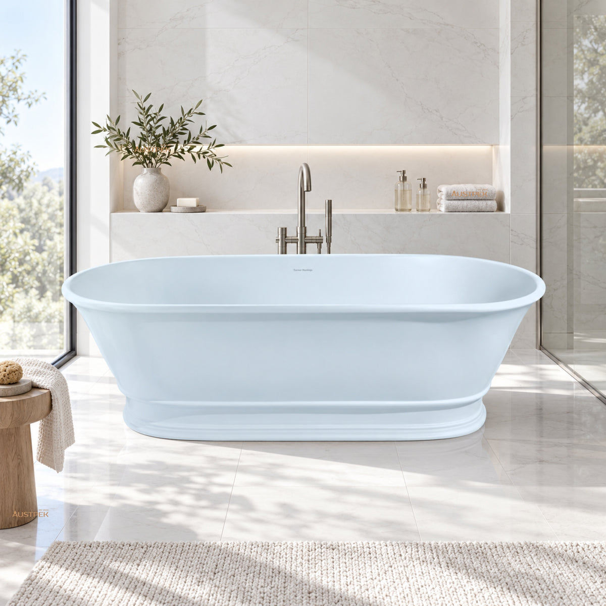 TURNER HASTINGS CAMBRIDGE TITANCAST FREESTANDING NON OVERFLOW BATHTUB ALICE BLUE (AVAILABLE IN 1560MM AND 1740MM)