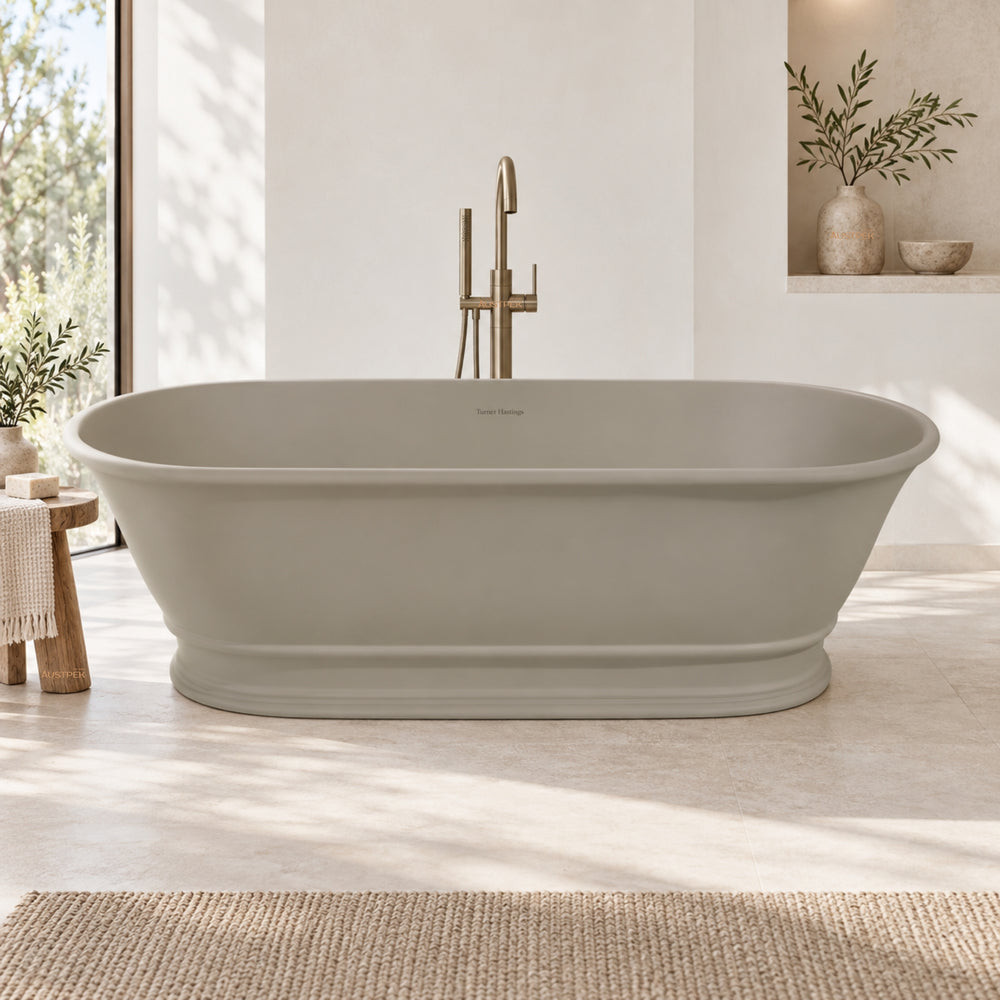 TURNER HASTINGS CAMBRIDGE TITANCAST FREESTANDING NON OVERFLOW BATHTUB LIGHT FAWN (AVAILABLE IN 1560MM AND 1740MM)