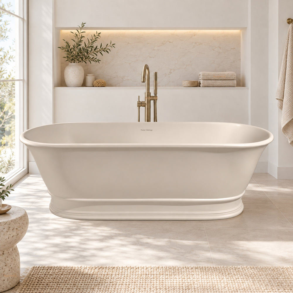 TURNER HASTINGS CAMBRIDGE TITANCAST FREESTANDING NON OVERFLOW BATHTUB NATURAL LINEN (AVAILABLE IN 1560MM AND 1740MM)