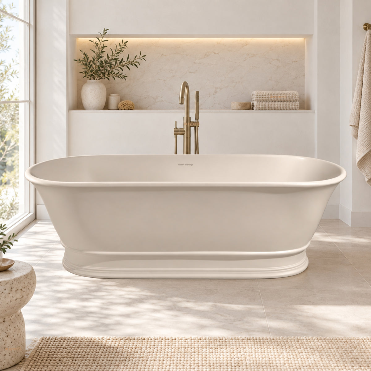 TURNER HASTINGS CAMBRIDGE TITANCAST FREESTANDING NON OVERFLOW BATHTUB NATURAL LINEN (AVAILABLE IN 1560MM AND 1740MM)